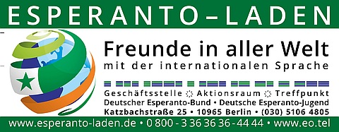 Werbeschild Esperanto-Laden Berlin